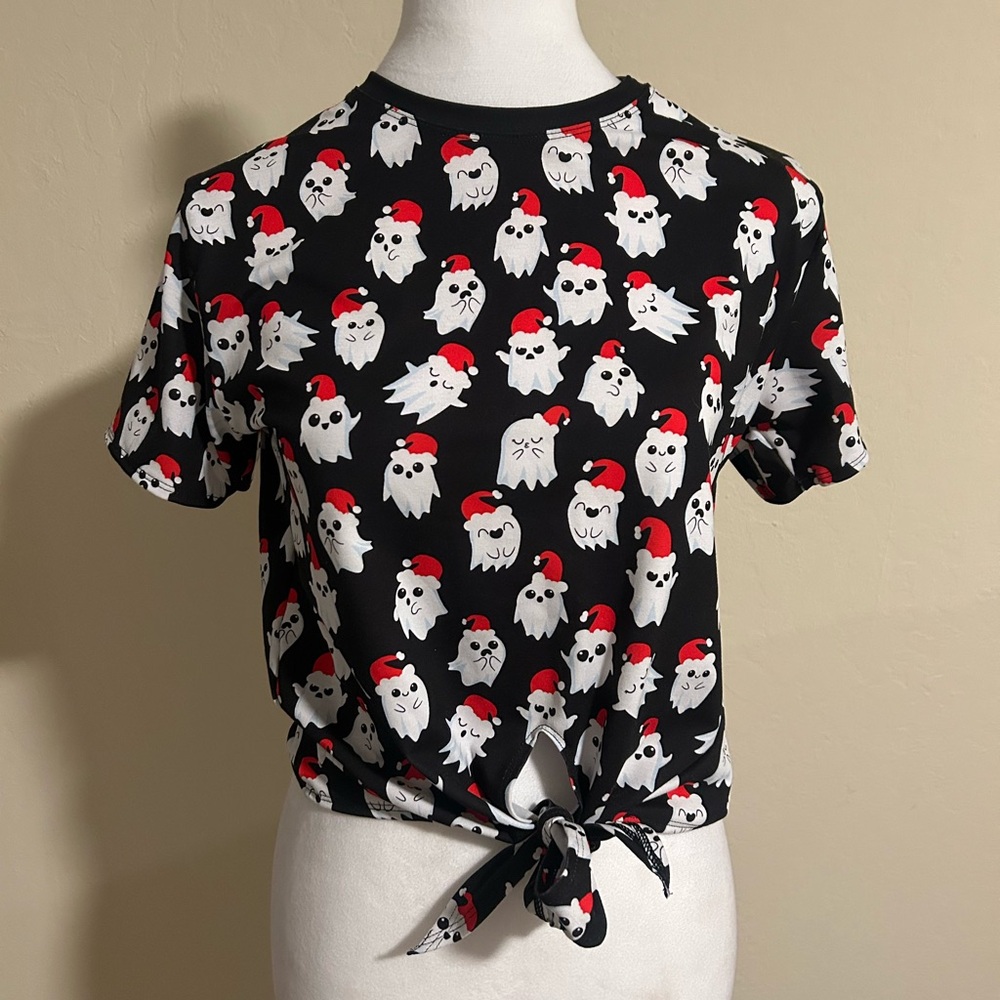 Christmas Spirits Tie Front Tee, Blackmilk Size Small